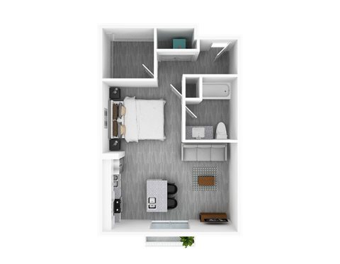 Studio, 616 sq ft, Ash Floorplan at The Whit in Indianapolis, IN 46204